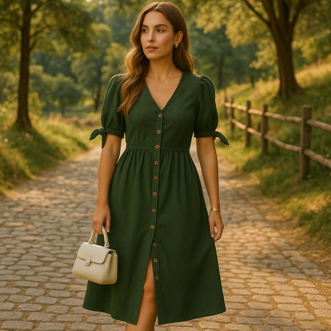 Eliza |Sukienka Midi Elegancka z Bufkami