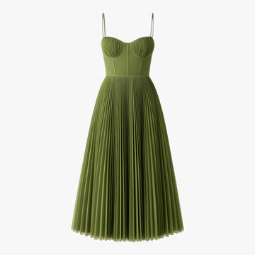 Katia | Sukienka Midi Elegancka z Plisowaniem