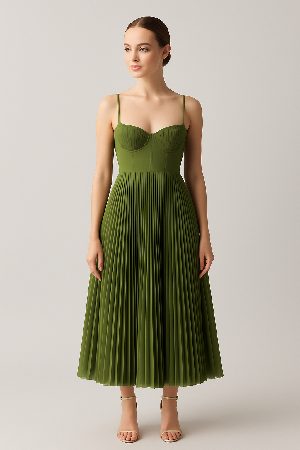 Katia | Sukienka Midi Elegancka z Plisowaniem